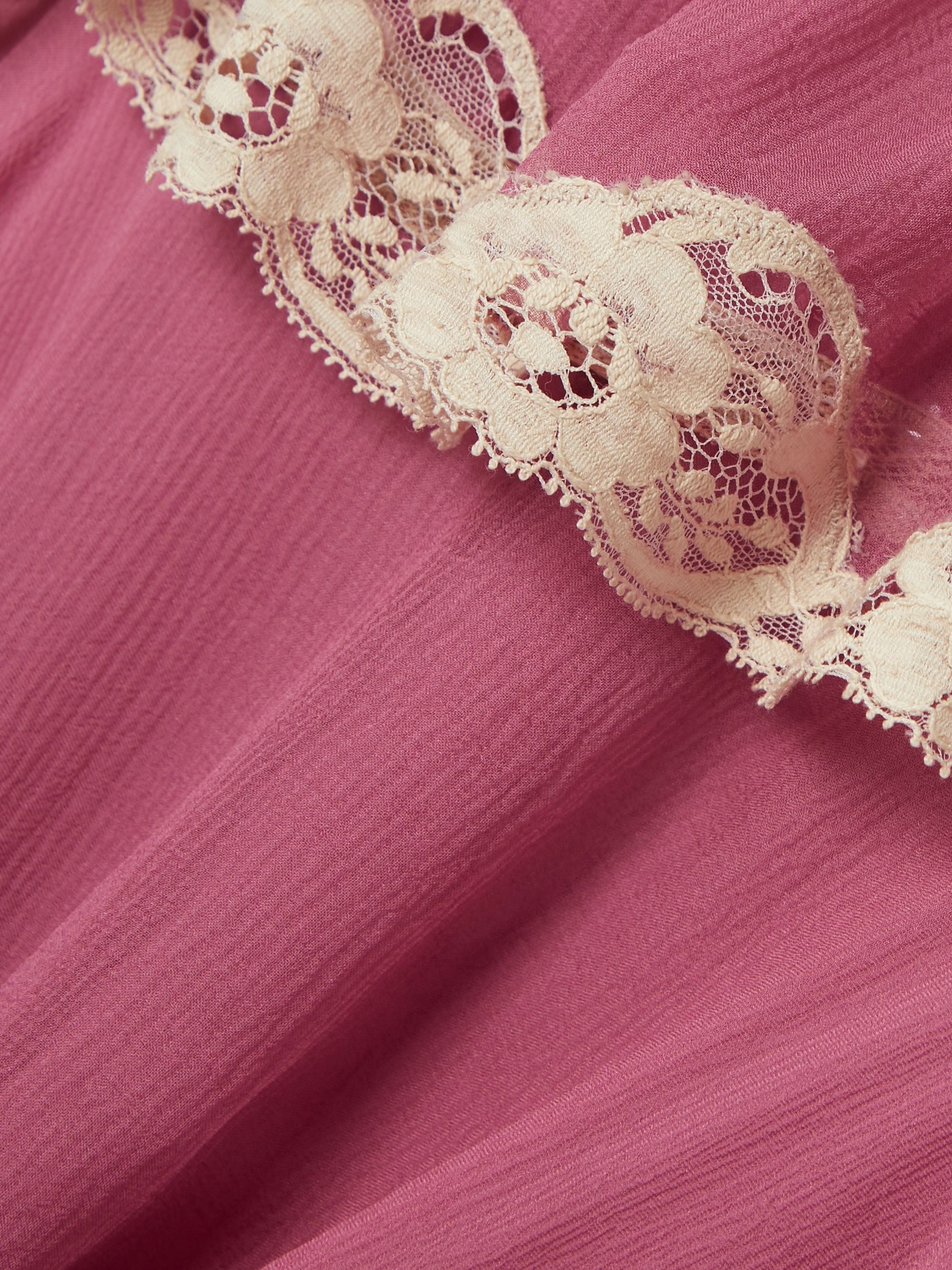 Lace-trimmed organic silk-crepon maxi dress