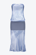 Cyra Liquid Satin Maxi – Steel Blue