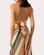 Striped Tie-Back Halterneck Maxi Dress