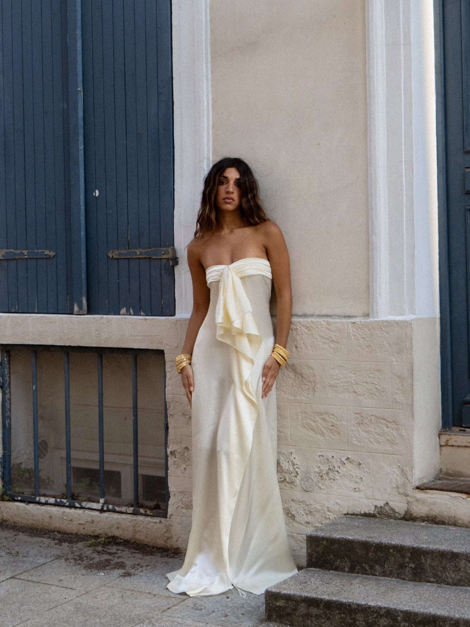 Aphrodite Draped Scarf Maxi – Champagne Pearl