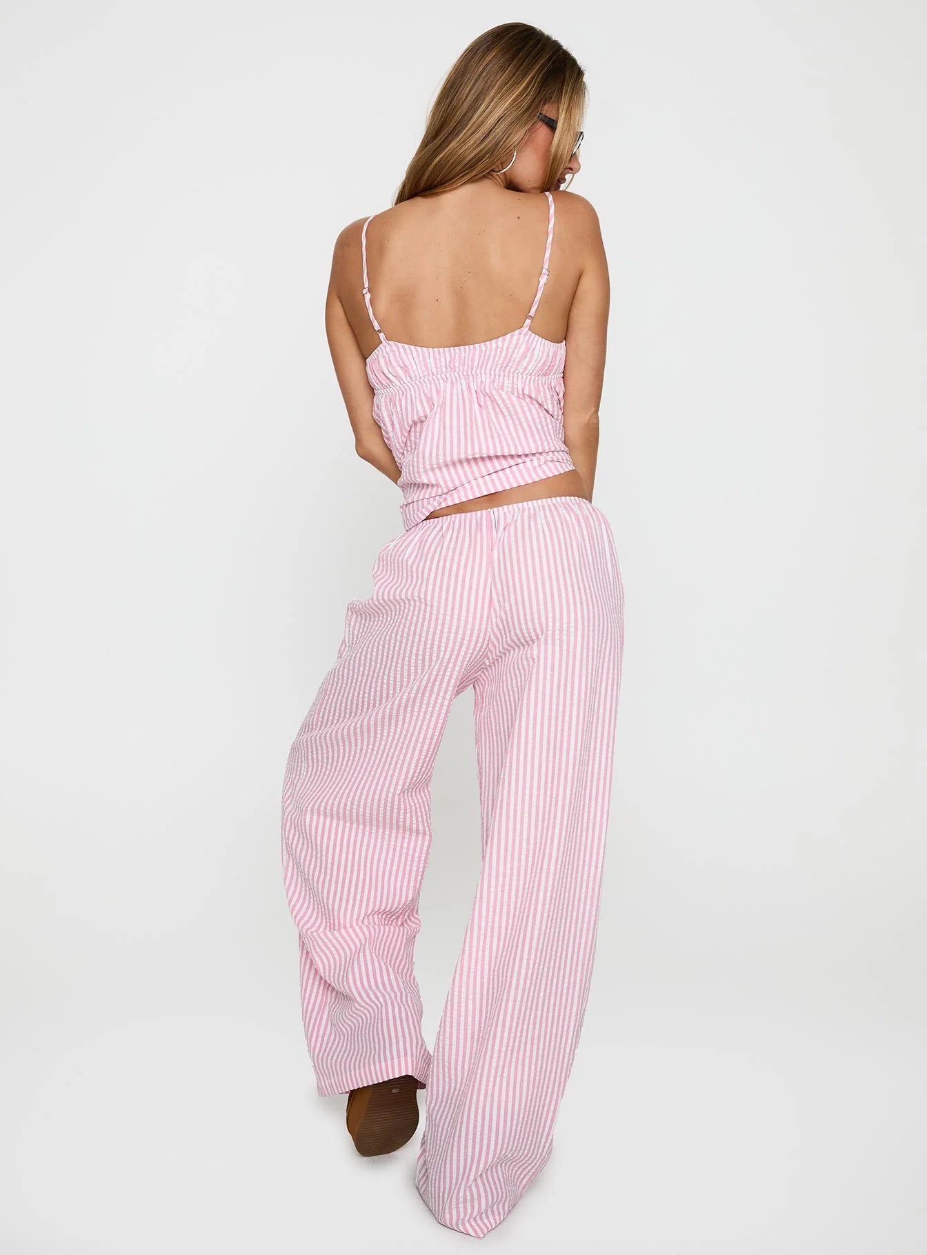 Candy Pink Striped Seersucker Matching Set