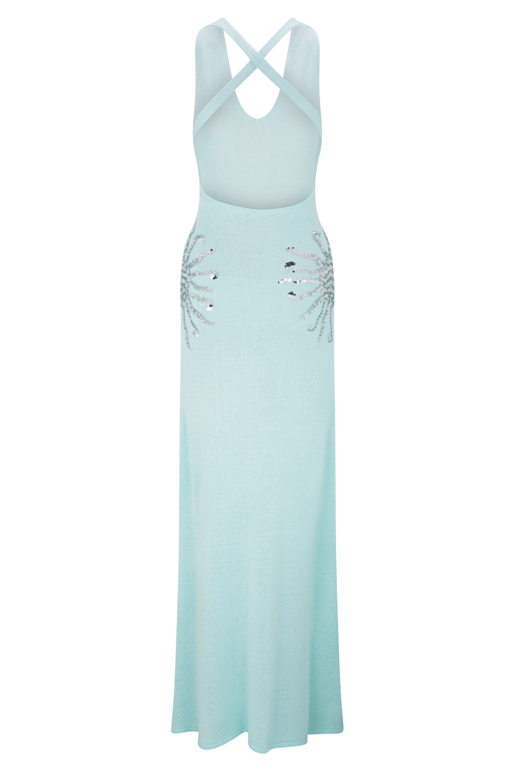 Knit Maxi Dress With Sequin - Lagoon
