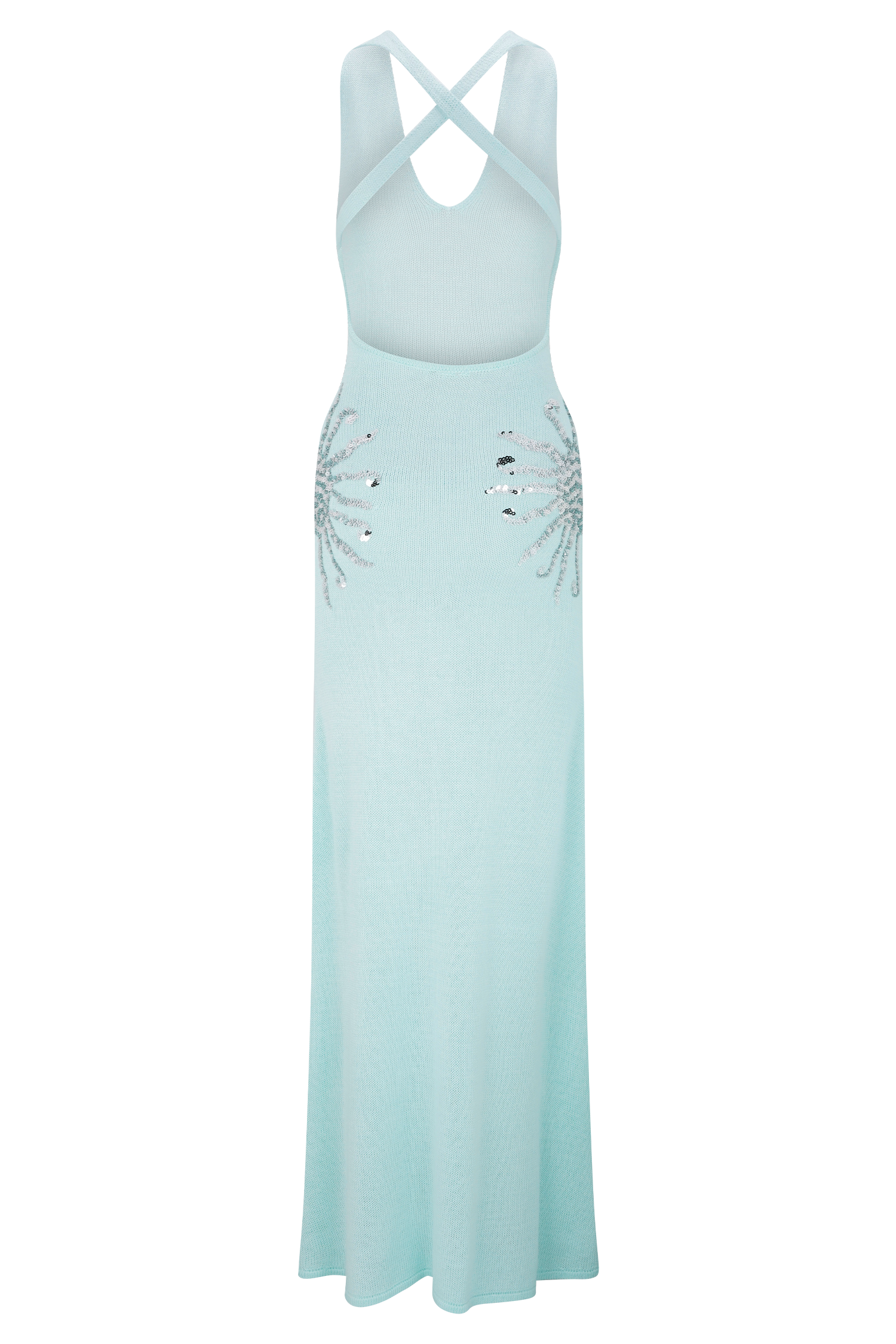 Knit Maxi Dress With Sequin - Lagoon