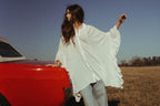 White Ruffle Hem Oversized Tunic Top