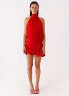 Willow Chiffon Mini Dress - Red