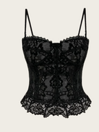Black Lace Ruffle Corset Camisole