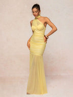 Tied Sleeveless Mesh Maxi Dress