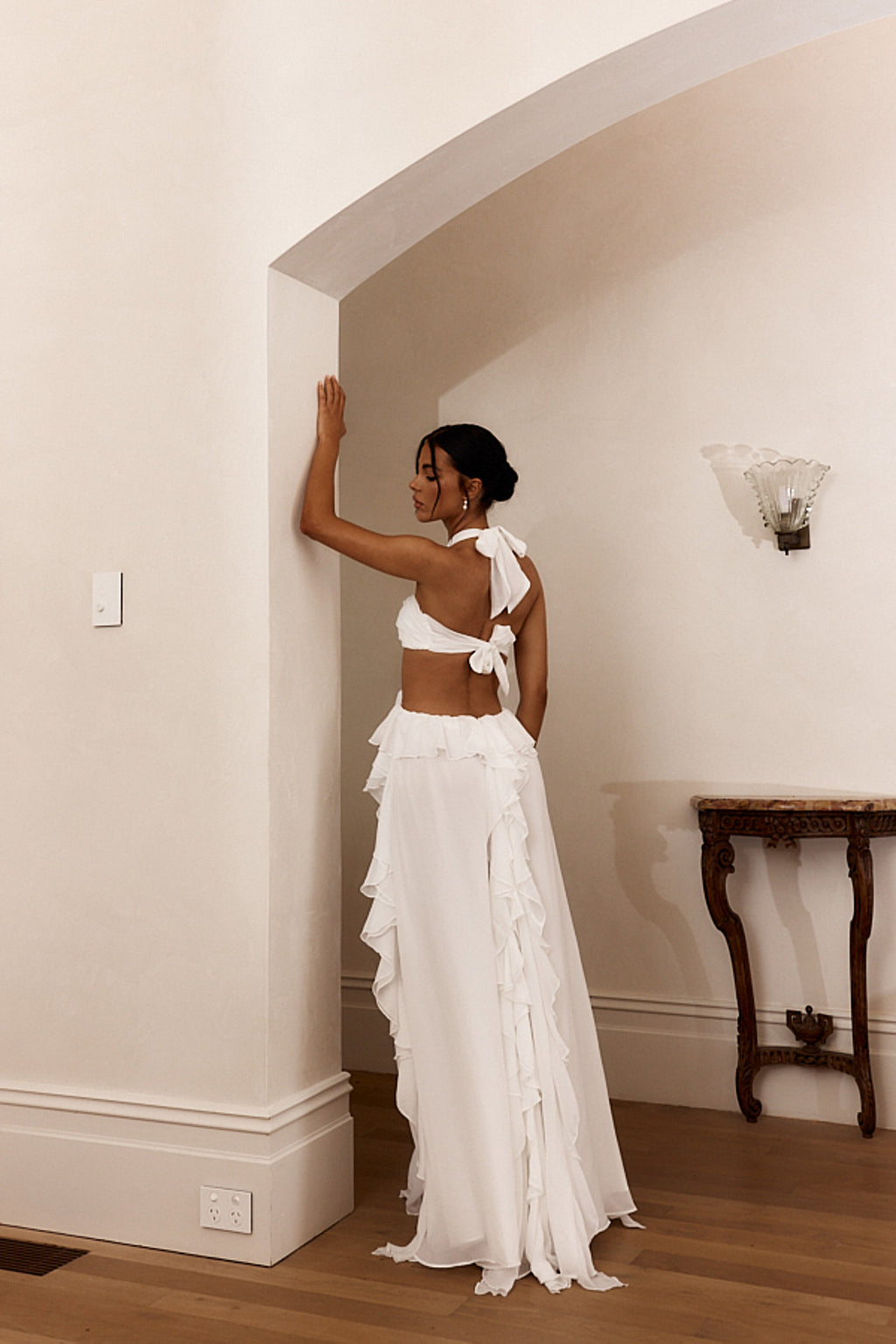 Seraphina Halter Cut-Out Maxi – Cloud White