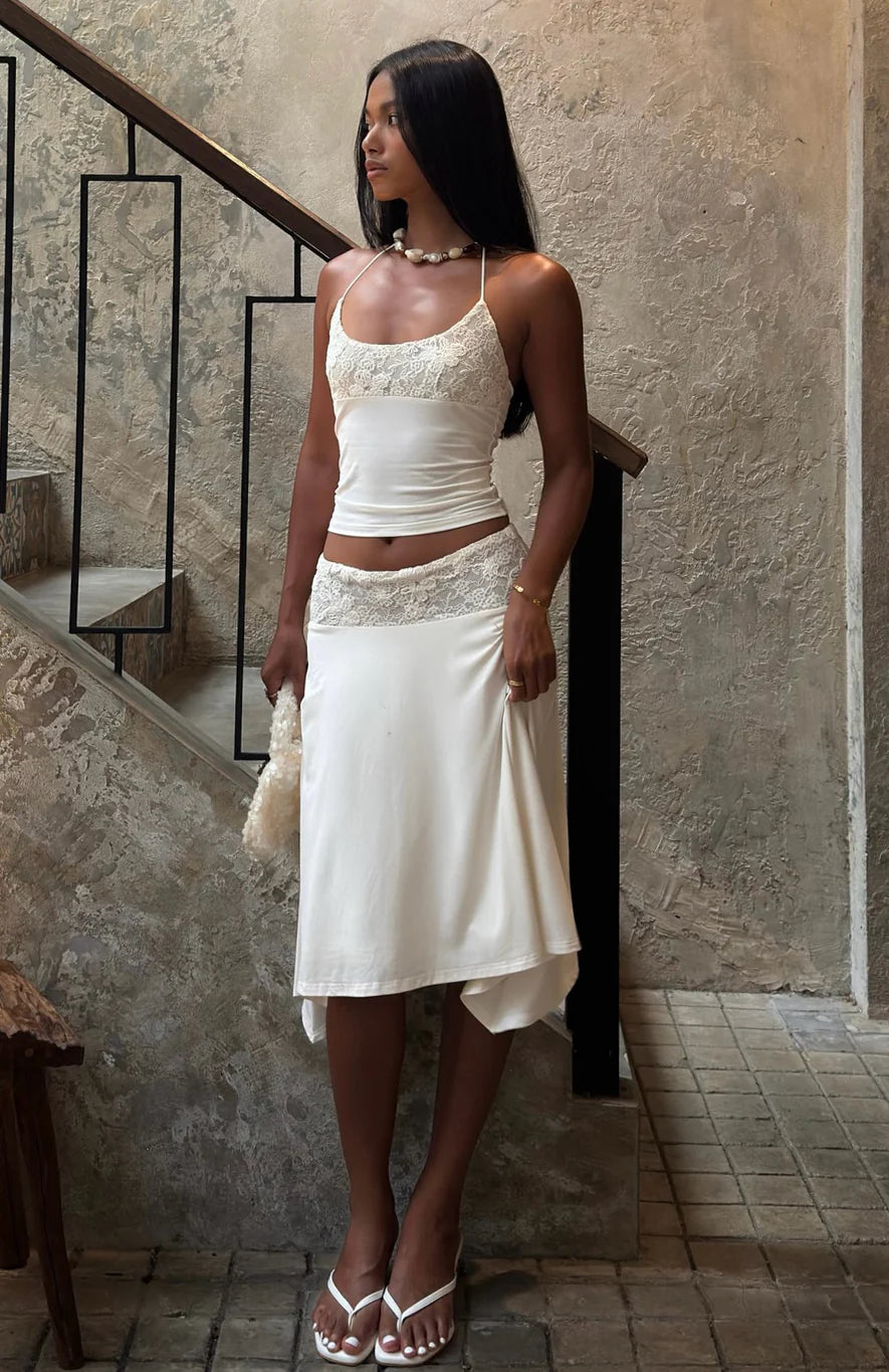 White Lace Y2K 2-Piece Set