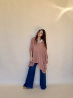Mauve Ruffle Hem Oversized Tunic Top