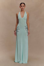 Knit Maxi Dress With Sequin - Lagoon