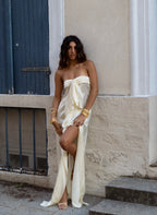 Aphrodite Draped Scarf Maxi – Champagne Pearl