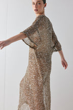 Ivette Sequin Midi Dress Mocha