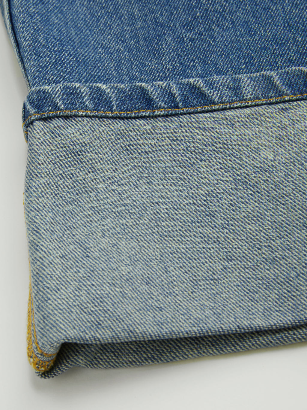 Denim Mid Rise Solid Roll Hem Straight Leg Jeans