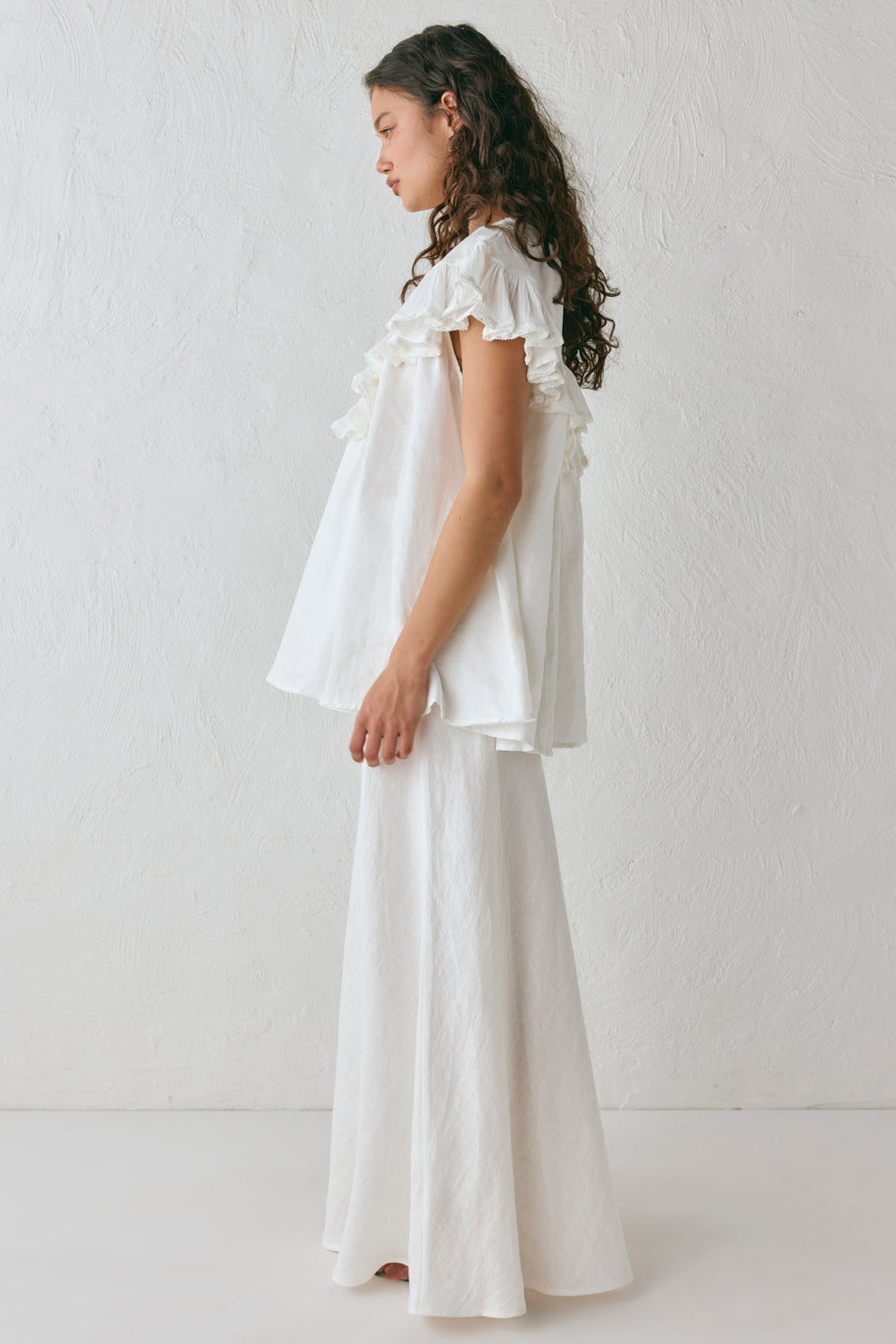 Viola Linen Tunic White Top