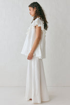 Viola Linen Tunic White Top