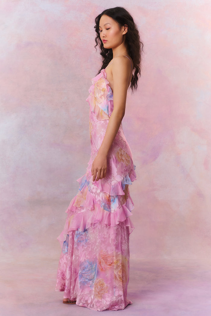 Seraphina Ruffle Maxi – Pastel Bloom