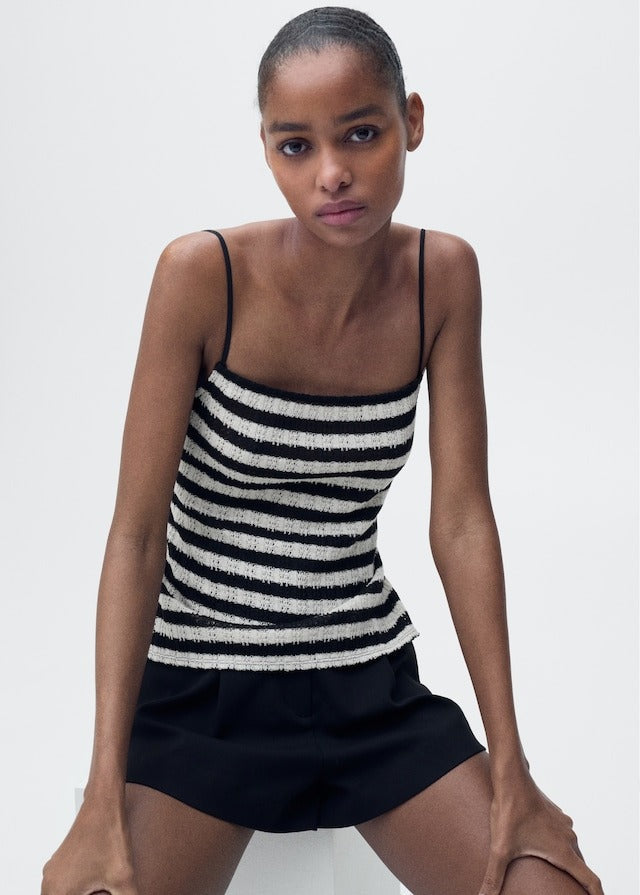 Striped Knitted Fitted Set