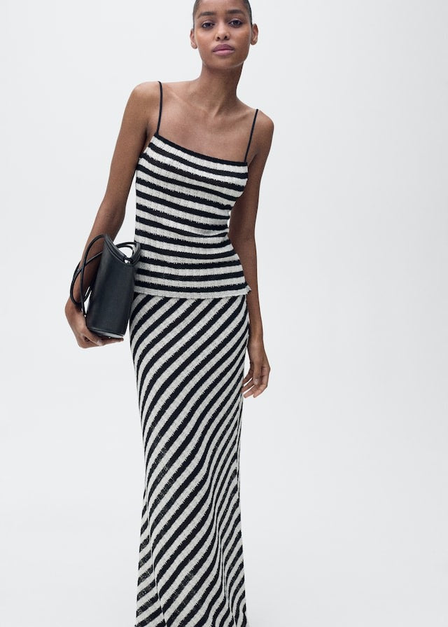Striped Knitted Fitted Set