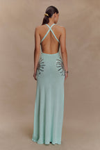 Knit Maxi Dress With Sequin - Lagoon