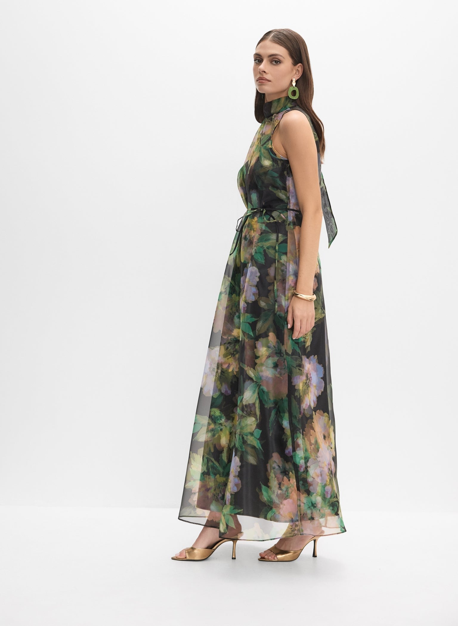 Abstract Floral Organza Dress