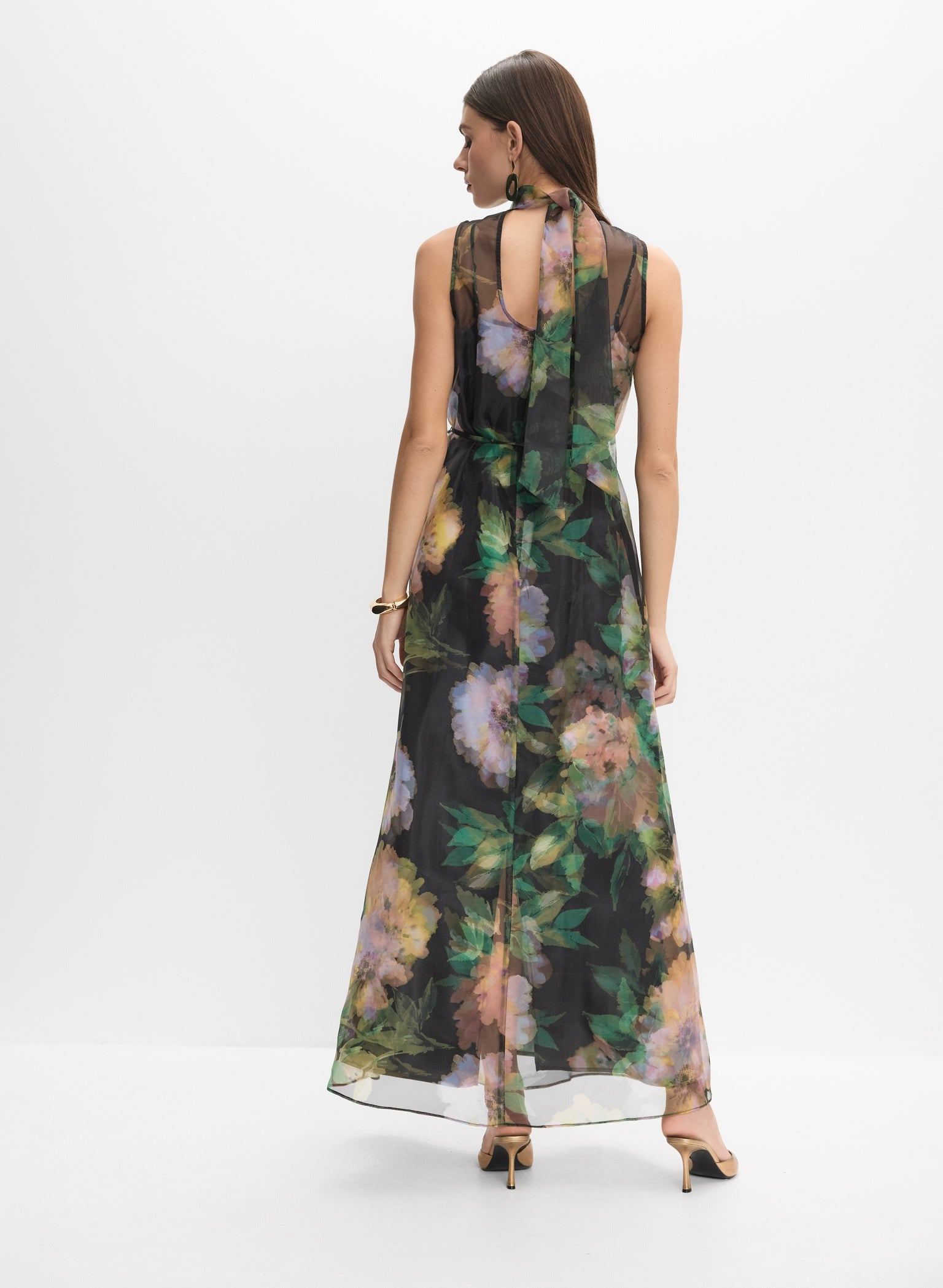 Abstract Floral Organza Dress