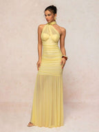 Tied Sleeveless Mesh Maxi Dress
