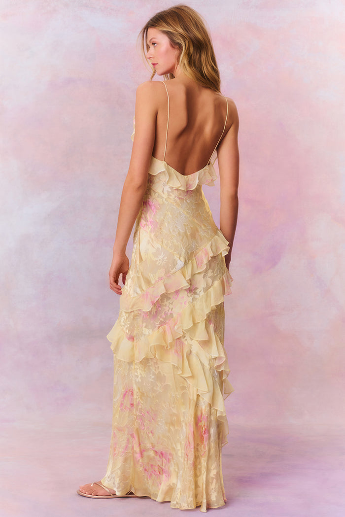 Seraphina Ruffle Maxi – Gilded Garden