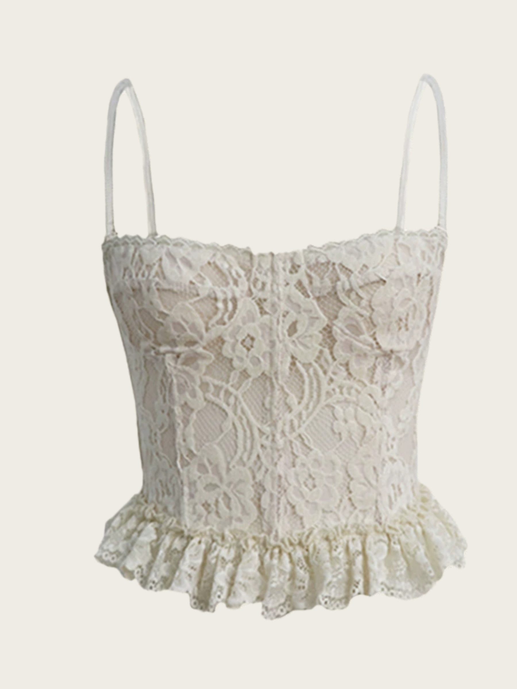 Vintage Lace Ruffle Corset Camisole