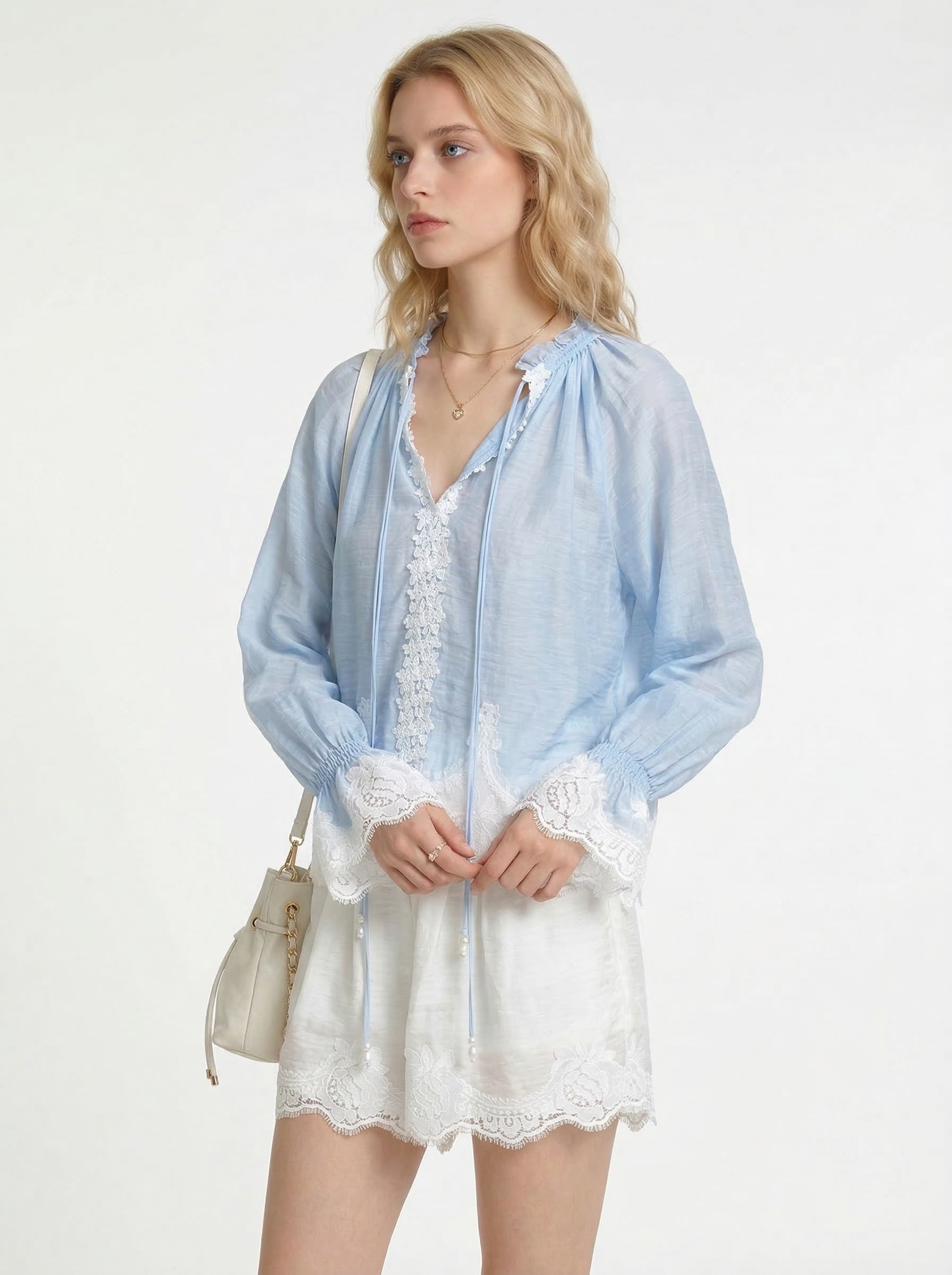 Amelie Lace Lounge Set – Seafoam & Cream