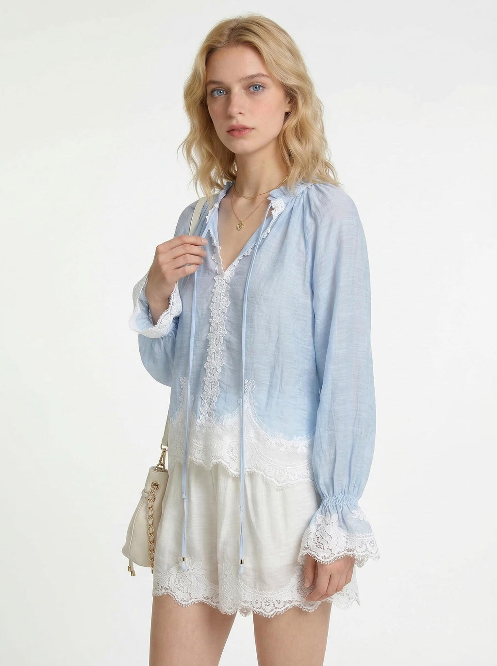 Amelie Lace Lounge Set – Seafoam & Cream