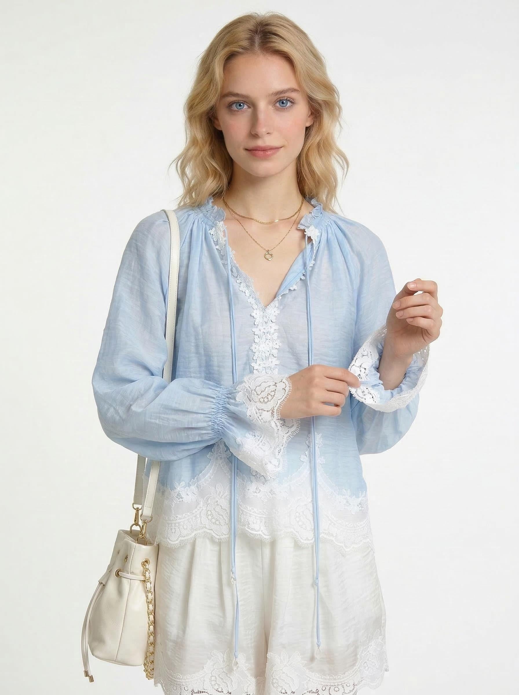 Amelie Lace Lounge Set – Seafoam & Cream