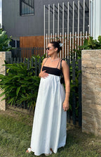 Akari White Contrast Maxi Dress
