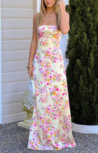 Blaise Yellow Bloom Satin Maxi Dress