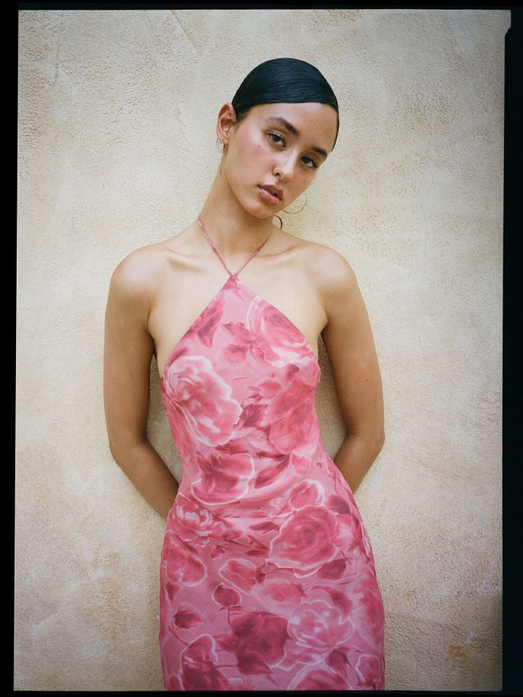 Electra Halter Midi – Vintage Rose Crush