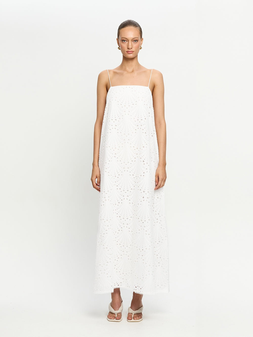 Shell-Embroidered Cotton Maxi Dress