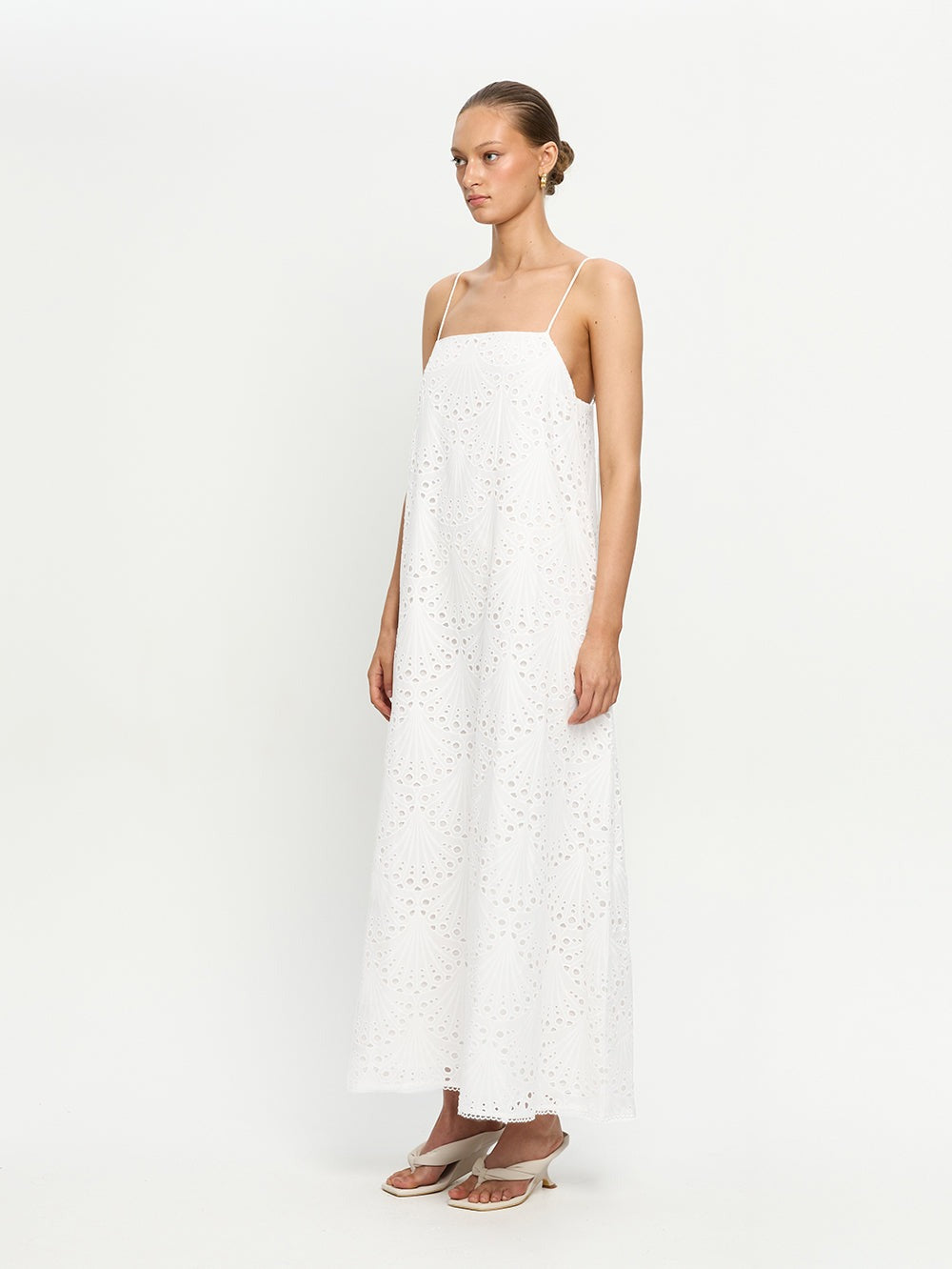 Shell-Embroidered Cotton Maxi Dress