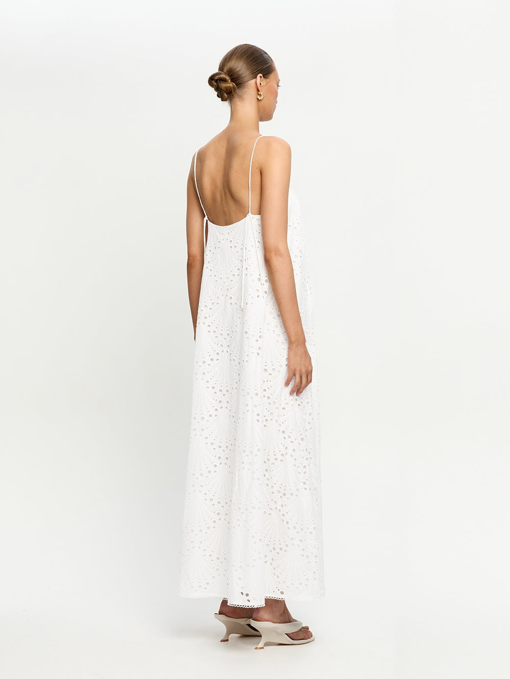 Shell-Embroidered Cotton Maxi Dress