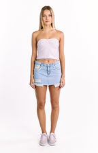 Found Love Floral Light Wash Denim Skirt