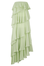 Sage Green Strapless Tiered Ruffle Maxi Dress