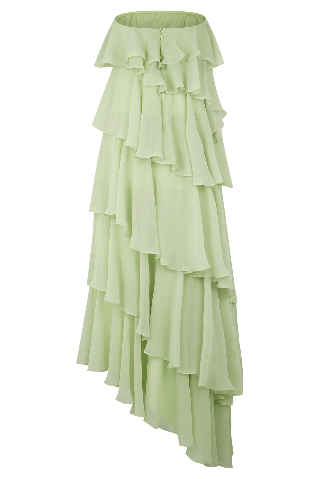 Sage Green Strapless Tiered Ruffle Maxi Dress