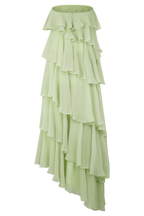 Sage Green Strapless Tiered Ruffle Maxi Dress