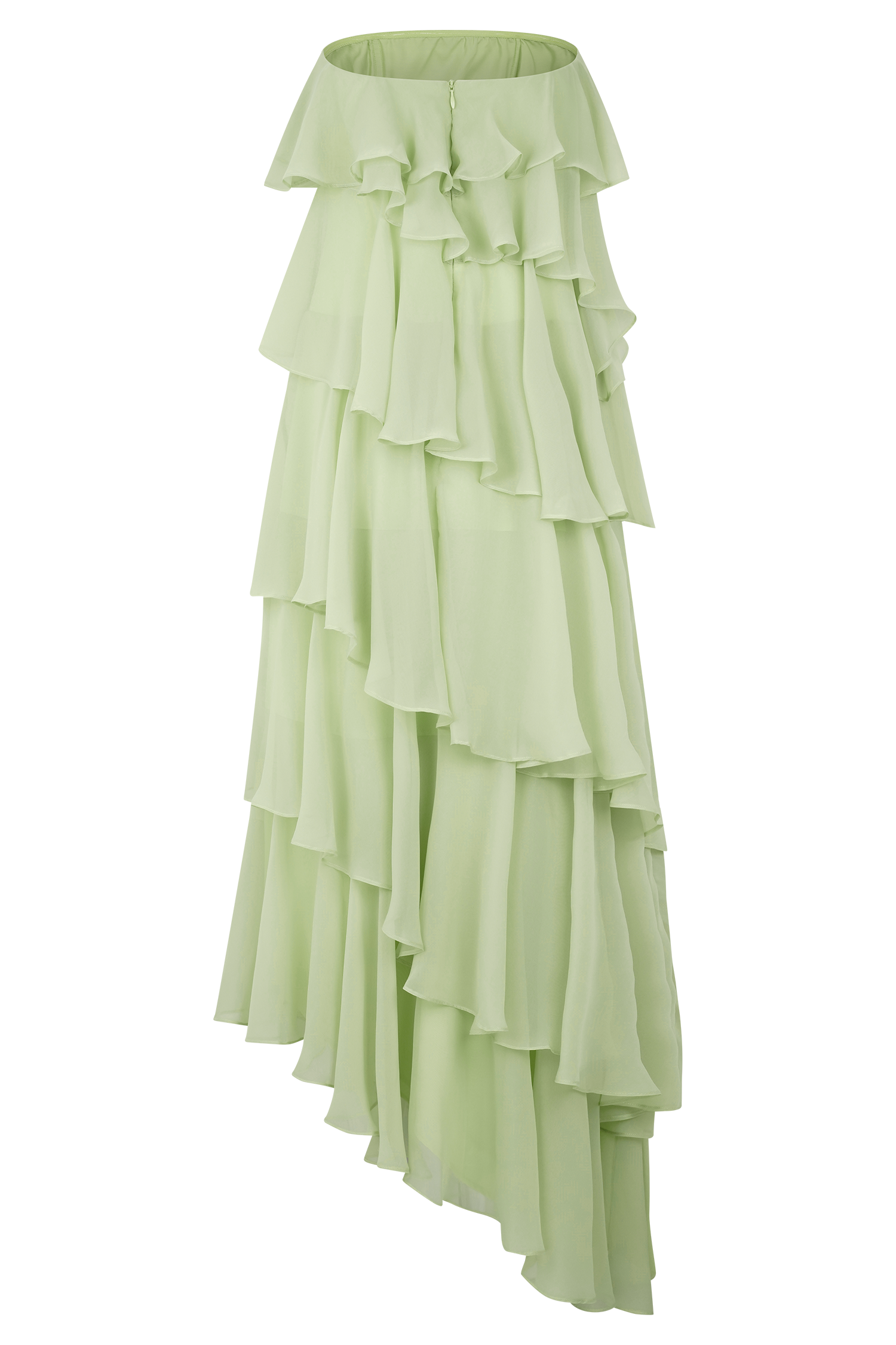 Sage Green Strapless Tiered Ruffle Maxi Dress