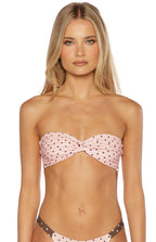 Noosa Pink Polka Dot Strapless Twist Bikini Set