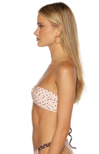 Noosa Pink Polka Dot Strapless Twist Bikini Set