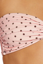 Noosa Pink Polka Dot Strapless Twist Bikini Set