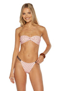 Noosa Pink Polka Dot Strapless Twist Bikini Set