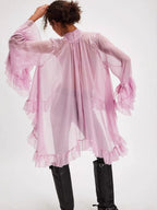 Oversized Lantern Sleeve Asymmetrical Shirt