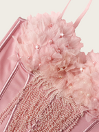 Blush Pink 3D Floral Beaded Corset Top