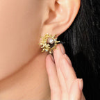 Sun & Moon Pearl Zircon Earrings